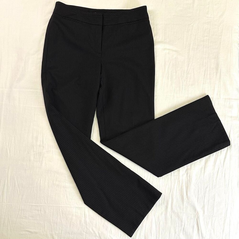 Ann Taylor Italian Fabric Wool Blend‎ Black Red Pinstripe Margo Dress Pants Sz 6